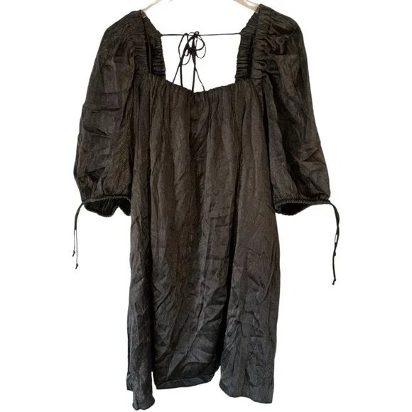 Free People Mini Party Dress Medium Shiny Charcoal - Picture 4 of 7